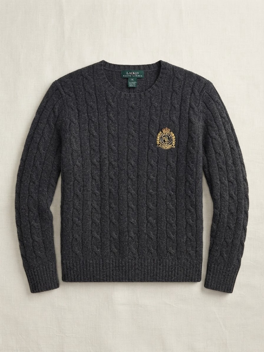 Vintage Ralph Lauren Equestrian Lambswool Cable Knit Sweater